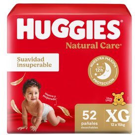 Pañales Premium Huggies Natural Care XG Más Suave 52 Unidades