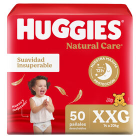 Pañales Premium Huggies Natural Care XXG Más Suave 50 Unidades
